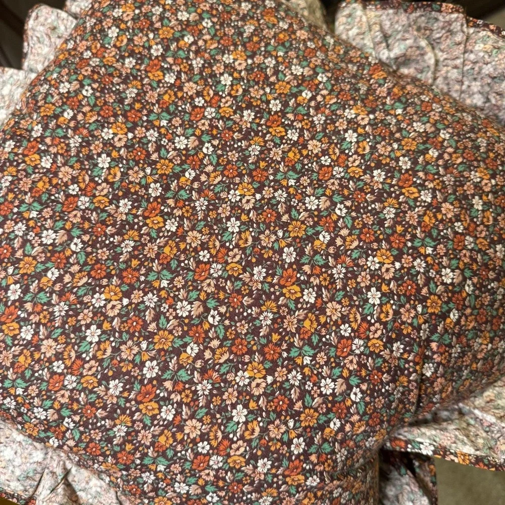 Vintage Throw Pillows Cottagecore Floral Ruffle Eyelet Lace Farmhouse Grannycore